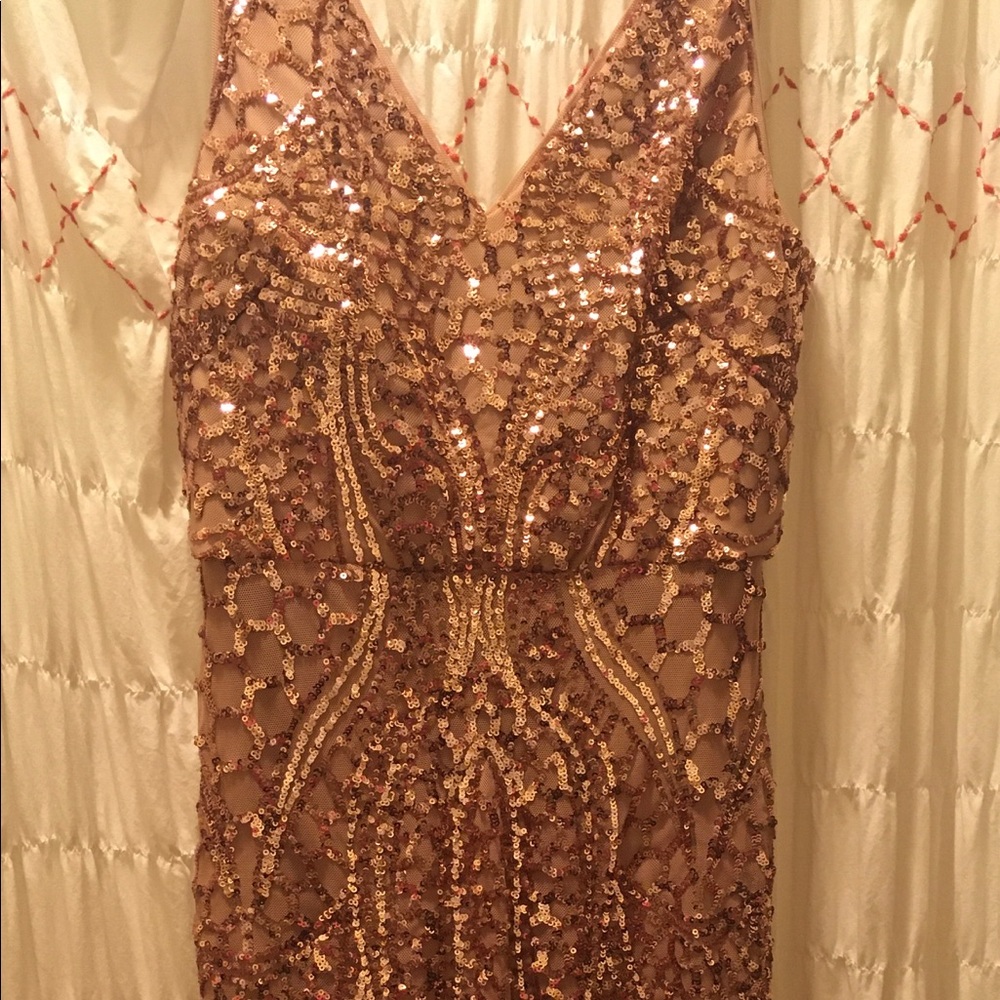 Sparkly Rose Gold Sequin Bridesmaid Dress